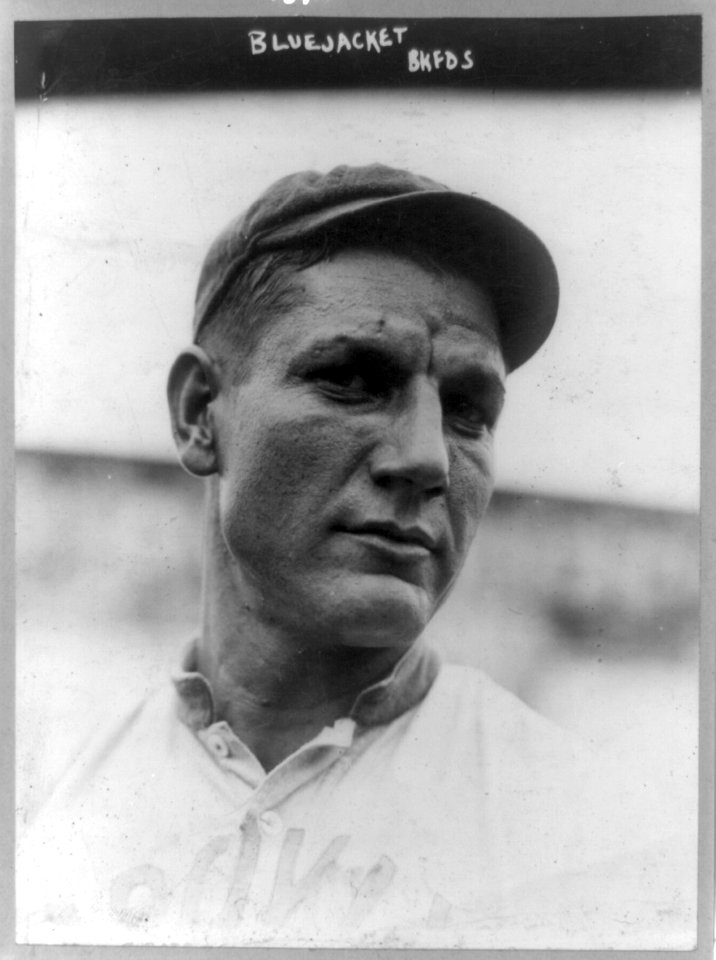 James Bluejacket, baseball player, head-and-shoulders portrait, facing right, in uniform of Brooklyn Feds LCCN90706214