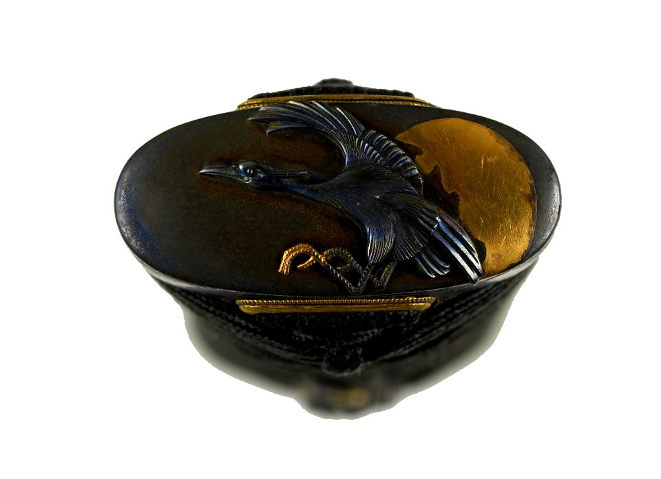 Japanese - Tsuka with Chrysanthemums and Heron - Walters 5112303B - Detail A