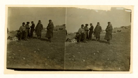 Japanese and Russian soldiers at a fortified position (probably Russian), near Port Arthur LCCN2005678625