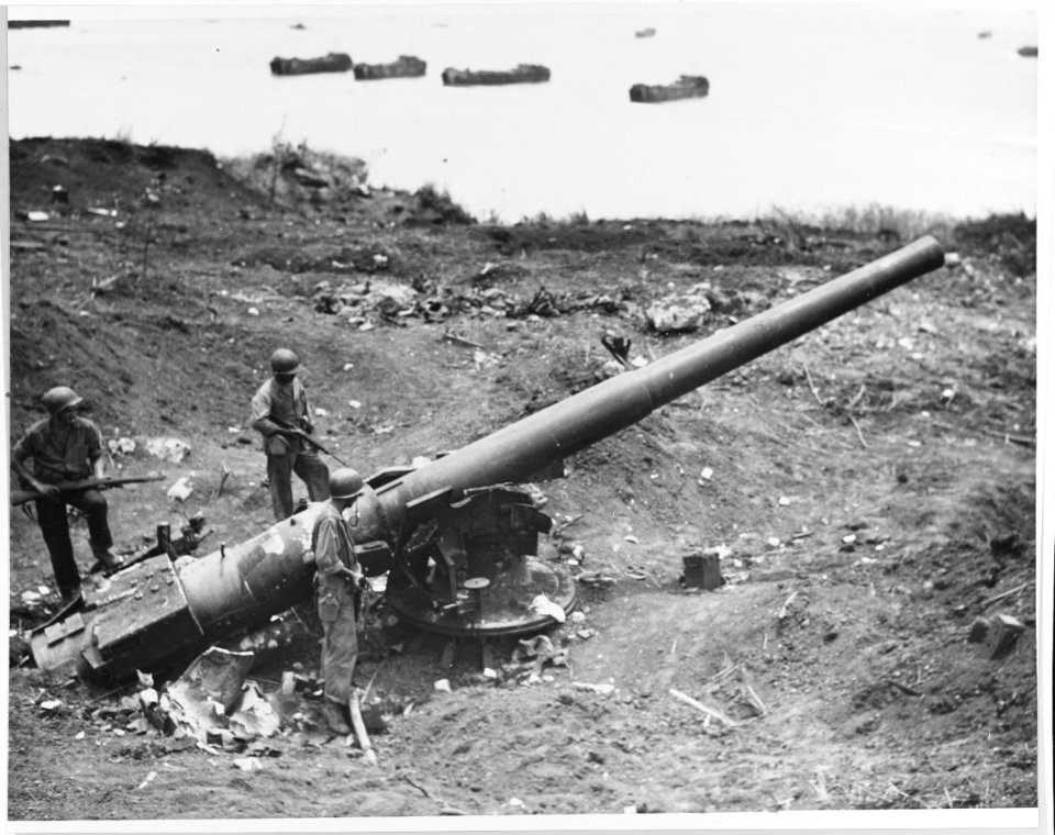 Japanese coast defense gun near Asan Invasion Beach