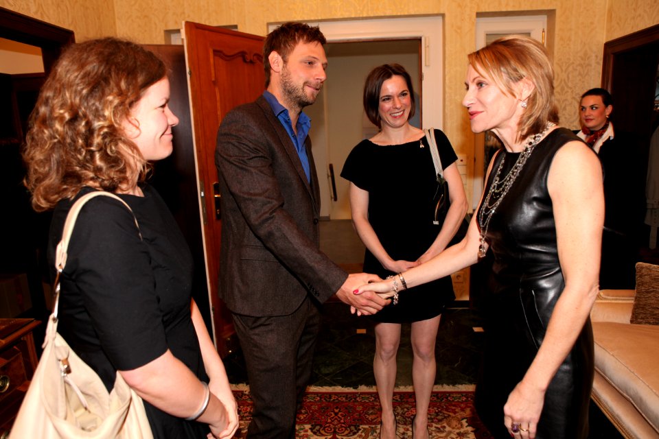 Jamila Wenske, Christoph Letkowski, Annika Kuhl, and Kimberly Emerson at Jewish Film Festival Reception in Berlin 2014