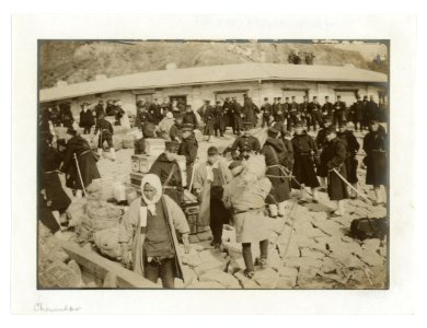 Japanese cavalry troops watching over their supplies on the beach at Chemulpo LCCN2001695599