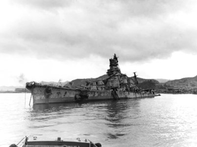 Japanese cruiser Aoba sunk at Kure, Japan, 9 October 1945 (80-G-351754)