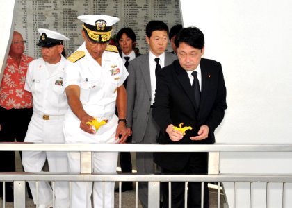 Japanese defense minister visits USS Arizona 130702-N-IT566-093