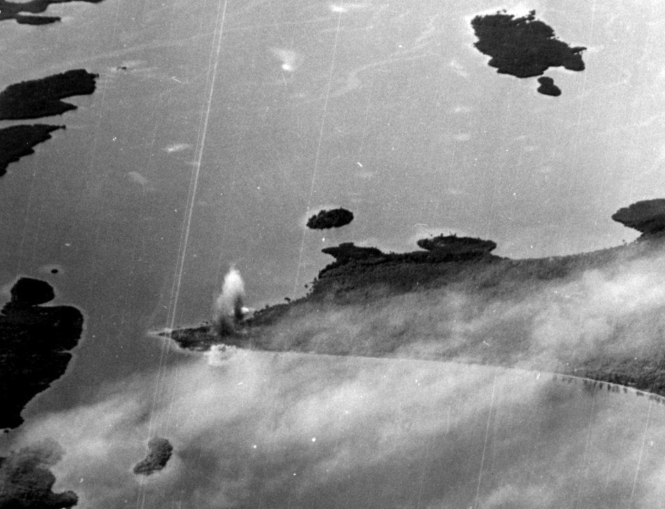 Japanese seaplane base Rekata Bay under attack 7-1943