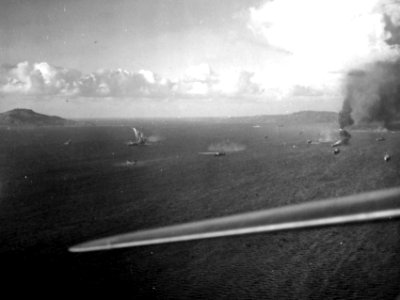Japanese ships under attack at Truk 02 in February 1944