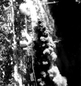 Japanese seaplane base bombed at Truk in February 1944
