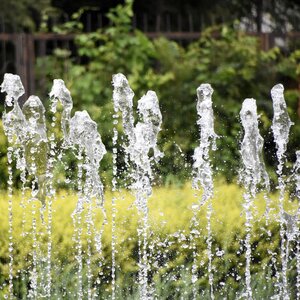 Fountain water drops close-up