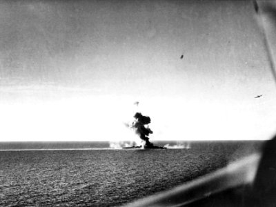 Japanese cruiser under attack 26 October 1944