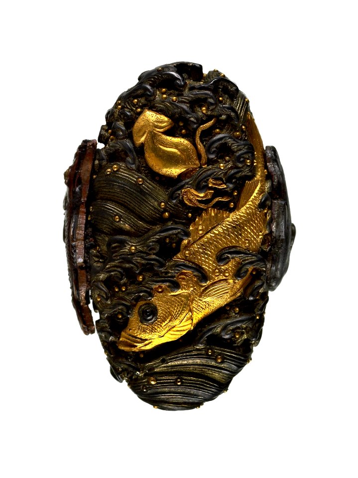 Japanese - Tsuka with Fish and Flowers - Walters 5112643B - Detail A