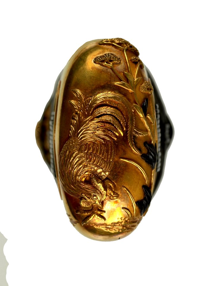 Japanese - Tsuka with Rooster, Autumn Flowers, Tiger, and Dragon - Walters 5112002B - Mark A