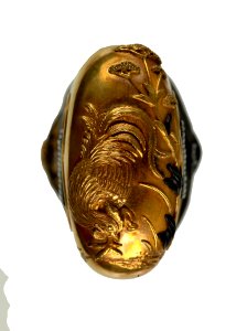 Japanese - Tsuka with Rooster, Autumn Flowers, Tiger, and Dragon - Walters 5112002B - Mark A