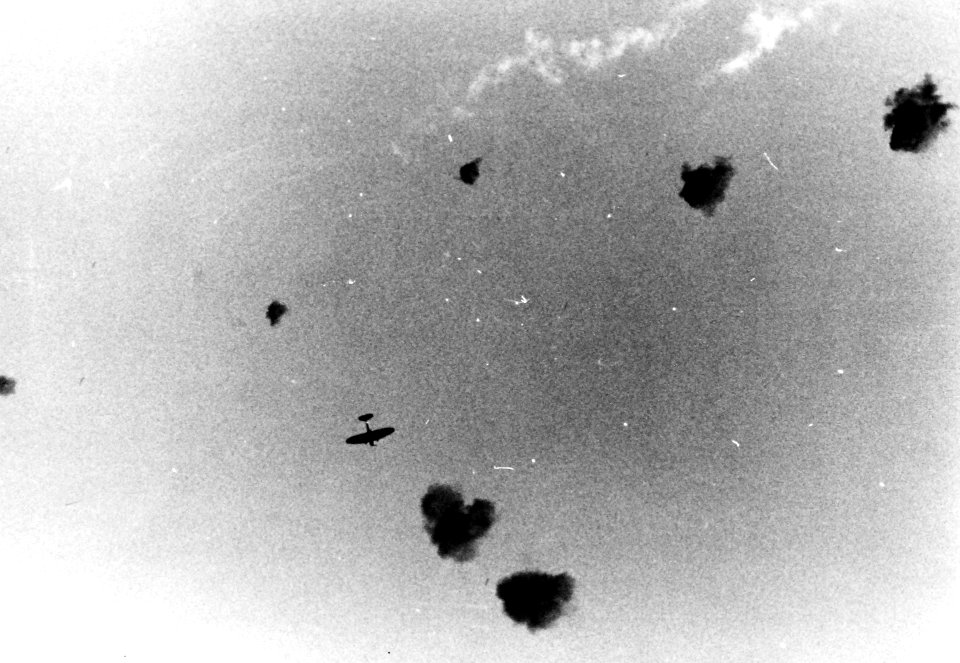 Japanese Aichi D3A2 in flight during the Battle of the Eastern Solomons, 24 August 1942 (80-G-288798)