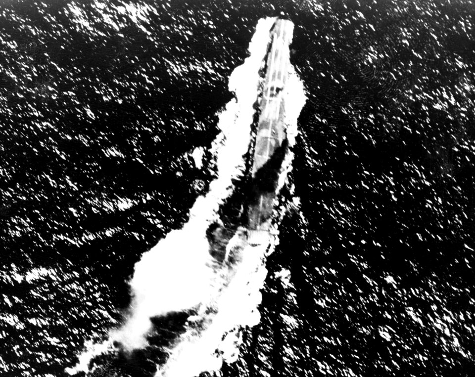 Japanese aircraft carrier Zuihō underway during the Battle of Cape Engano on 24 October 1944 (NH 63441)