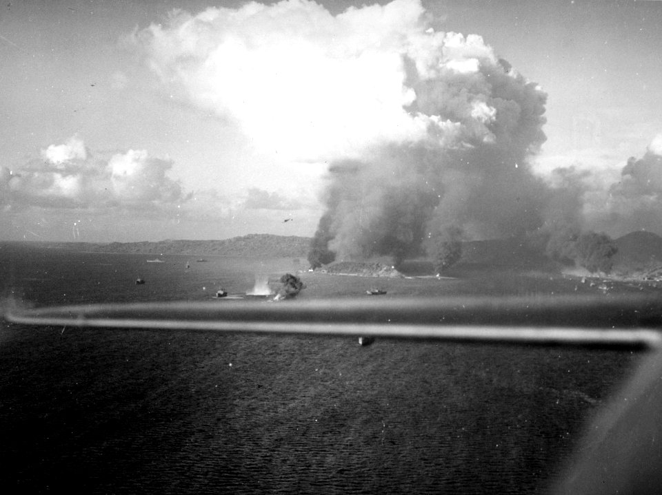 Japanese ships under attack at Truk 01 in February 1944