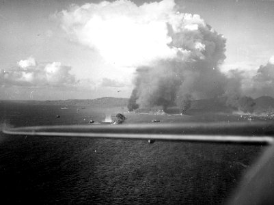 Japanese ships under attack at Truk 01 in February 1944