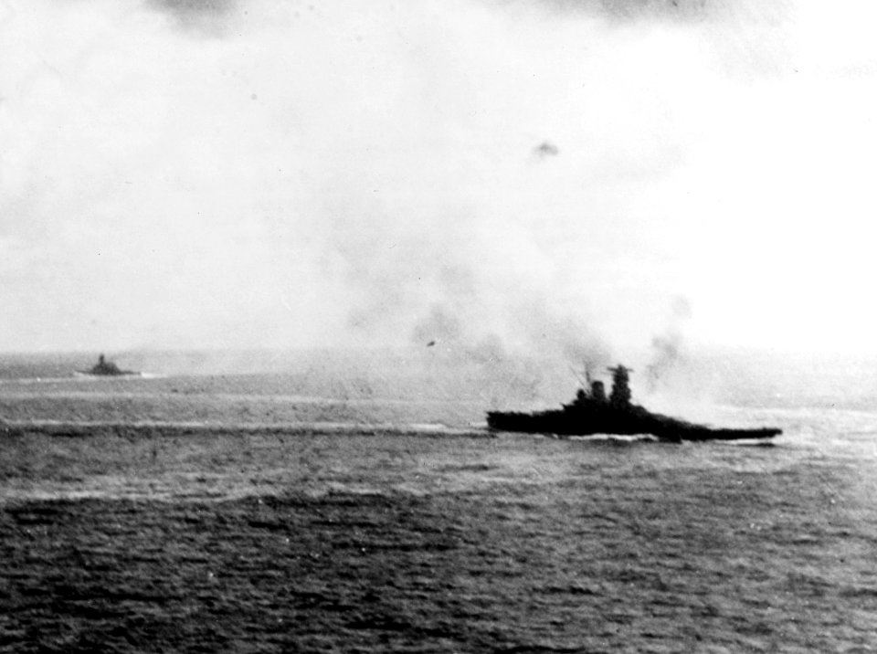 Japanese battleship Yamato underway during the Battle off Samar, 25 October 1944 (80-G-48888)