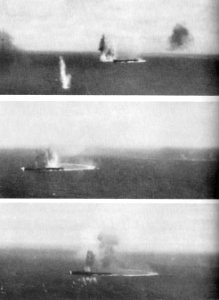 Japanese carrier Shokaku under attack at Coral Sea 1942