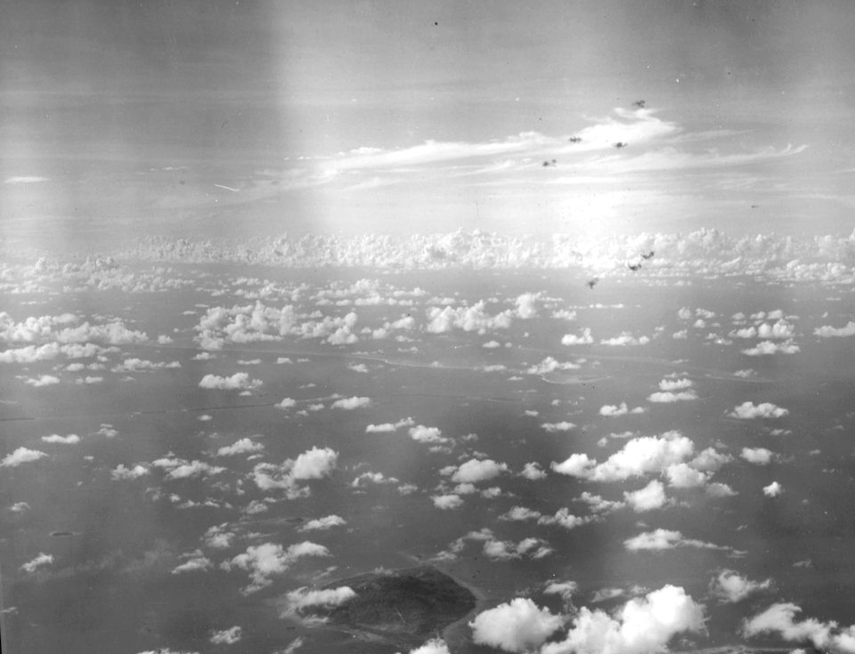 Japanese flak bursts over Truk 1944