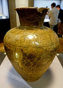 Jar with autumn grasses design, Atsumi ware, excavated at Minamikase, Saiwai-ku, Kawasaki-shi, Kanagawa, Heian period, 1100s AD, ceramic - Tokyo National Museum - Ueno Park, Tokyo, Japan - DSC09268 photo