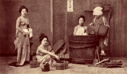 Japanese outdoor scene. Before 1902