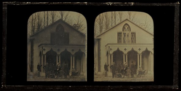 Jean-Gabriel Eynard (Swiss - Group portrait of eight members of the Circle of Eynard-Lullin, in front of house (Grandfleur d'eau)... - Google Art Project