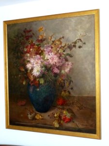 Jenny Schweminski Blumenstillleben mit blauer Vase