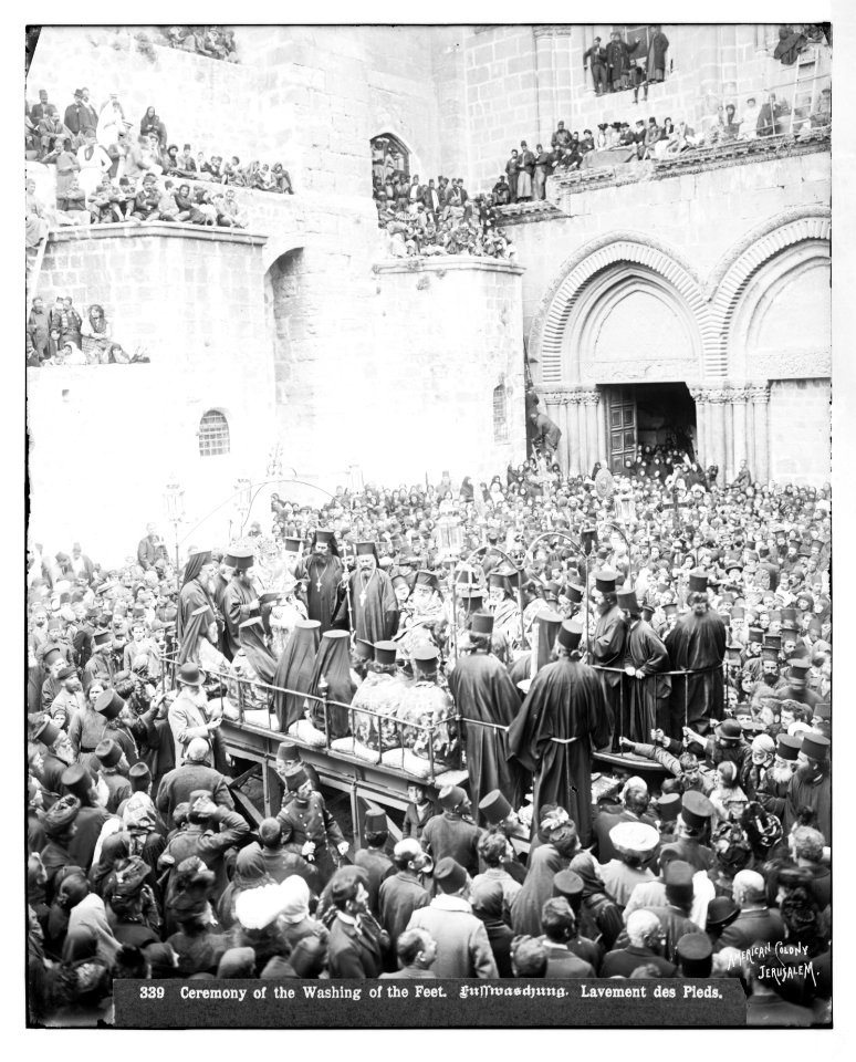 Jerusalem (El-Kouds). Ceremony of washing the Apostles' feet (Church of the Holy Sepulchre) LOC matpc.06564