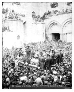 Jerusalem (El-Kouds). Ceremony of washing the Apostles' feet (Church of the Holy Sepulchre) LOC matpc.06564
