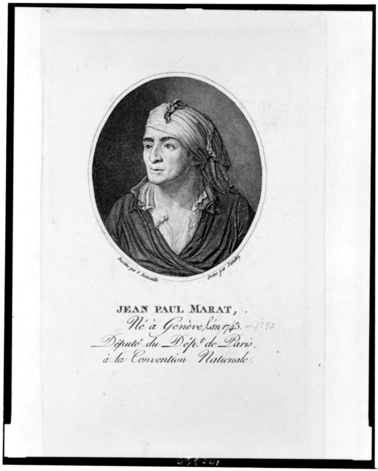 Jean Paul Marat, né à Genève l'an 1743, député du dépt. de Paris à la Convention nationale - dessine par F. Boneville ; gravé par Sandoz. LCCN90712051