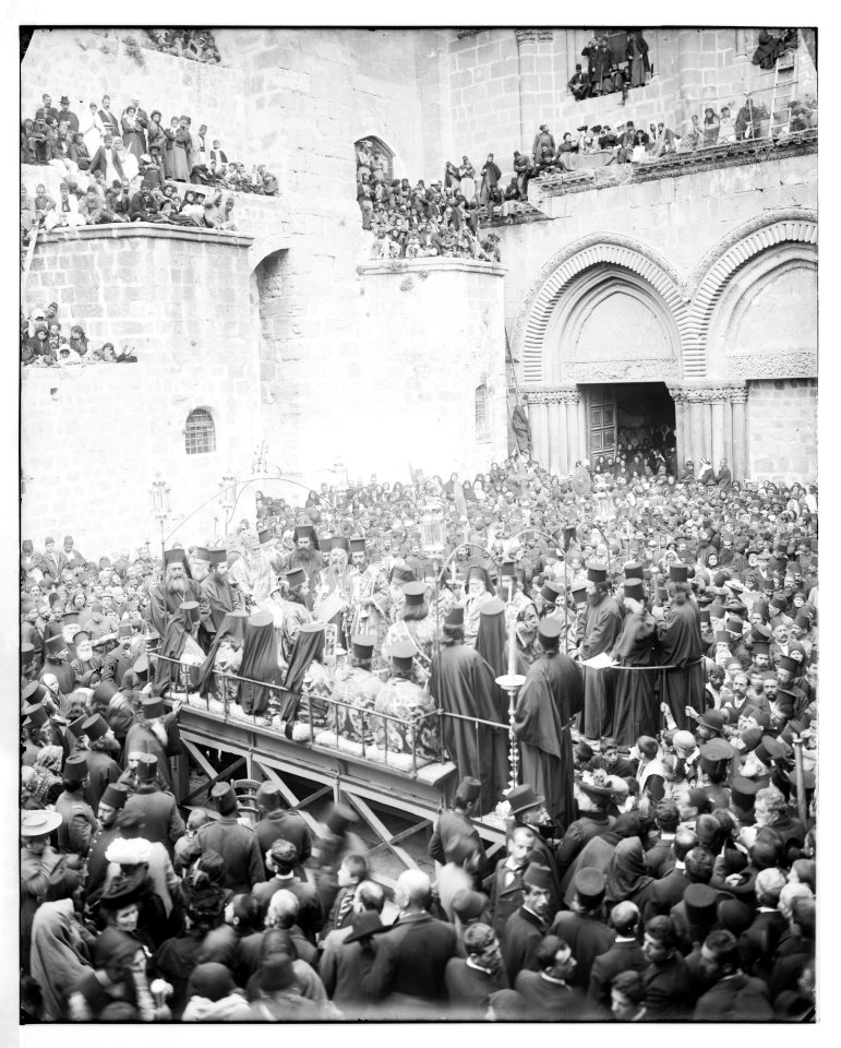 Jerusalem (El-Kouds). Ceremony of washing the Apostles' feet (Church of the Holy Sepulchre) LOC matpc.06565