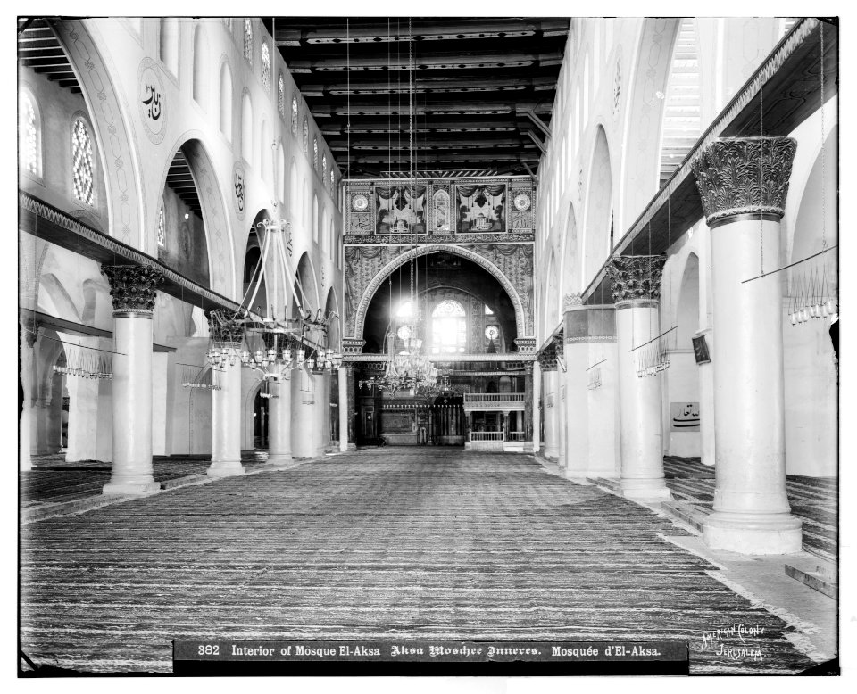 Jerusalem (El-Kouds). Interior of Mosque el-Aksa (i.e., al-Aqsa) LOC matpc.06644
