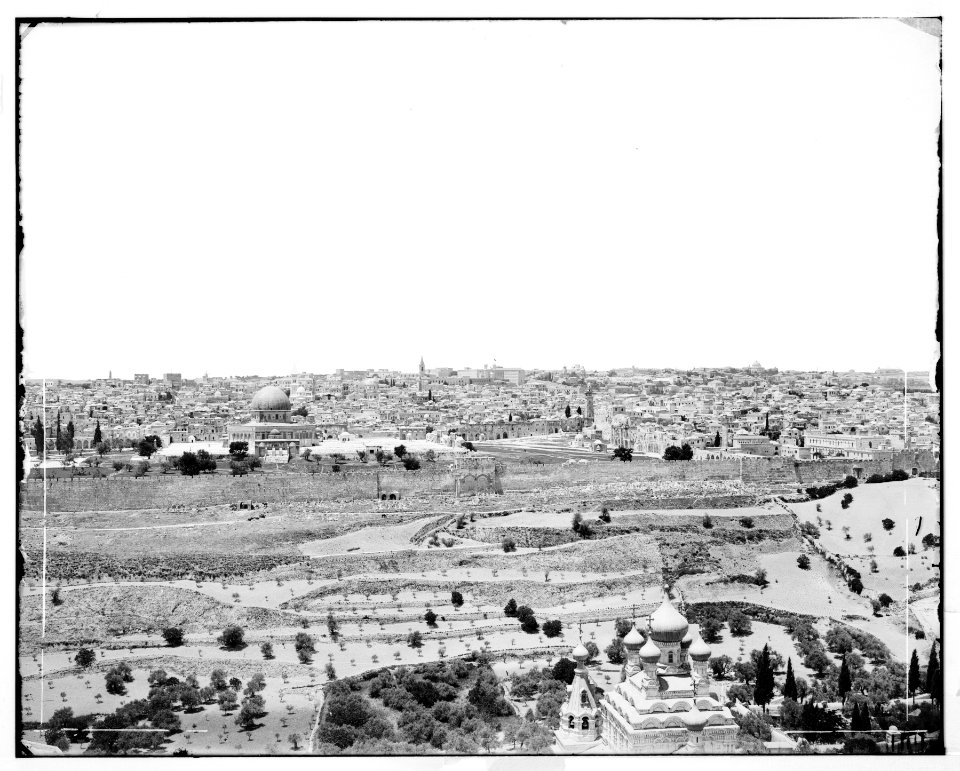 Jerusalem (El-Kouds). Panorama of Jerusalem from Olivet, in three sections LOC matpc.06727