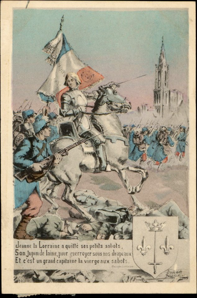 Jeanne la Lorraine a quitté ses petits sabots, Son jupon de laine pour guerroyer sous nos drapeaux, Et c'est un grand capitaine la vierge aux sabots CP 5490 PR