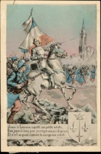Jeanne la Lorraine a quitté ses petits sabots, Son jupon de laine pour guerroyer sous nos drapeaux, Et c'est un grand capitaine la vierge aux sabots CP 5490 PR