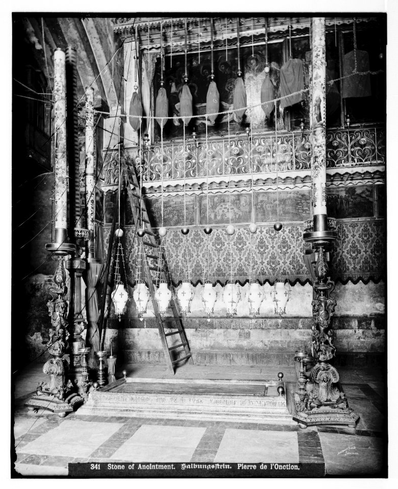 Jerusalem (El-Kouds). Stone of the Anointment in Church of the Holy Sepulchre LOC matpc.06569