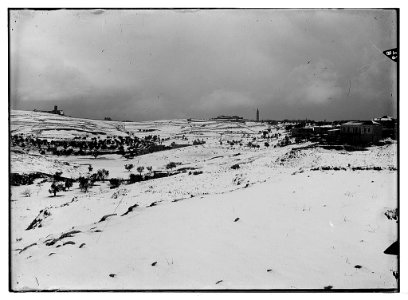 Jerusalem during a snowy winter. Mount of Olives robed in winter garb LOC matpc.05477