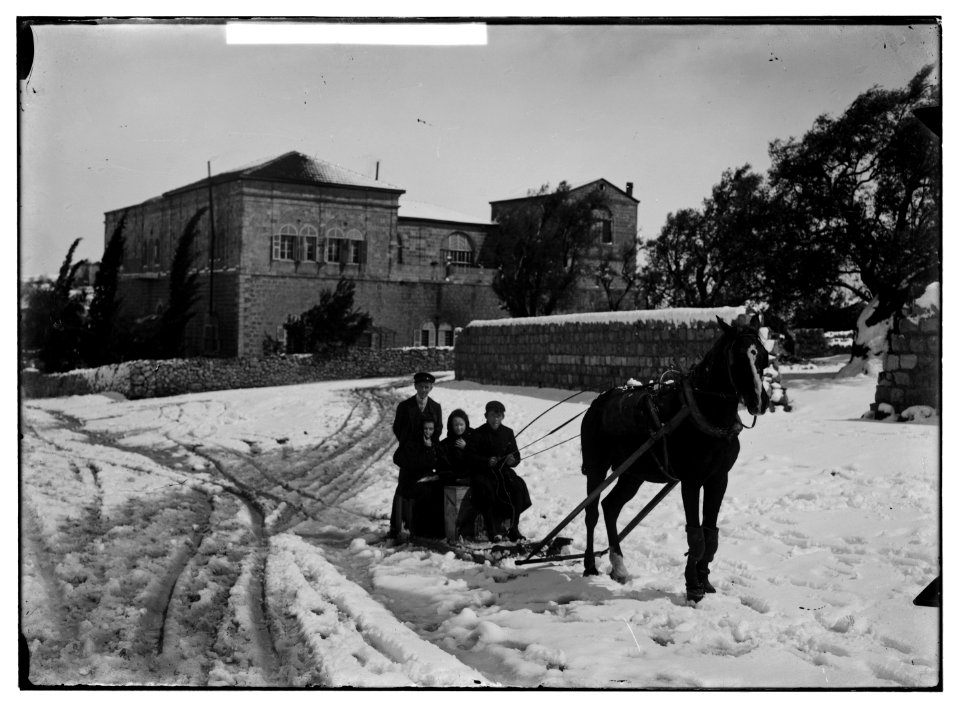 Jerusalem during a snowy winter. Sleighing in Jerusalem LOC matpc.05475