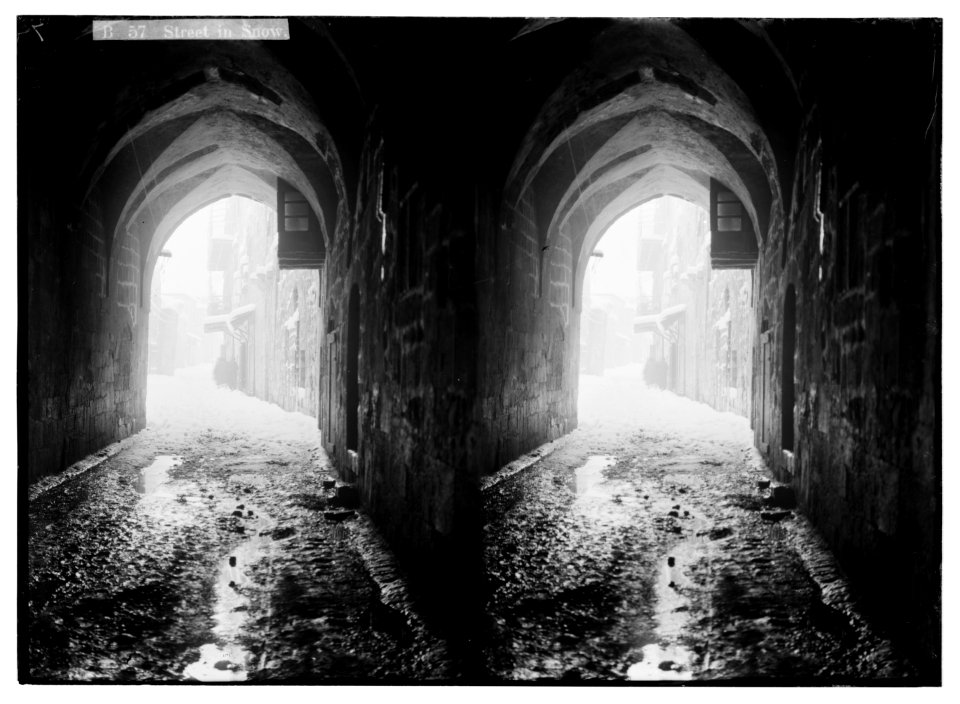 Jerusalem during a snowy winter. Street in snow LOC matpc.05473