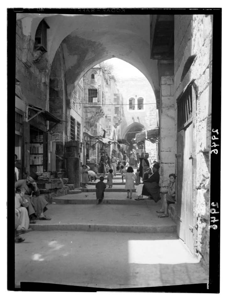 Jerusalem. The Old City. Streets in old city. Jerusalem, lower David's Street at the turning to the Wailing Wall LOC matpc.12355