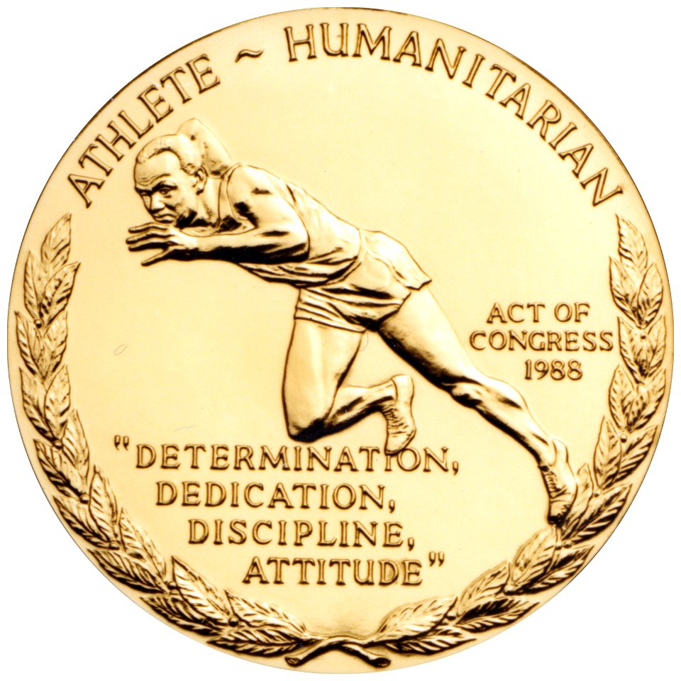 Jesse Owens Congressional Gold Medal (reverse)