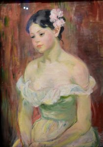 Jeune fille en décolleté, la fleur aux cheveux - Berthe Morisot
