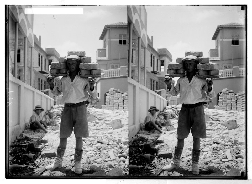Jewish colonies and settlements. Tel Aviv. Carrying bricks LOC matpc.05827