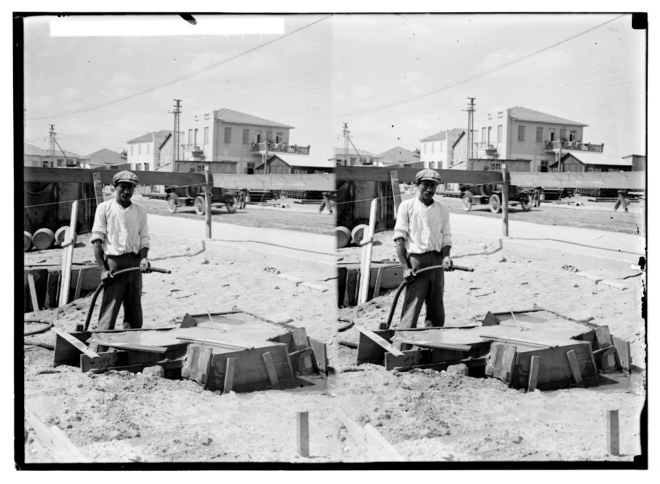 Jewish colonies and settlements. Tel Aviv. Concrete foundations of a home LOC matpc.05826