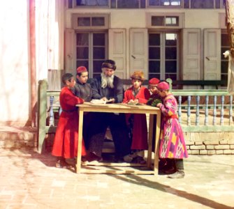 Jewish Children with their Teacher in Samarkand photo