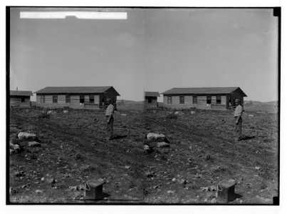 Jewish colonies and settlements. Commencing a Jewish settlement; a camp. First wooden house of a settlement LOC matpc.02353