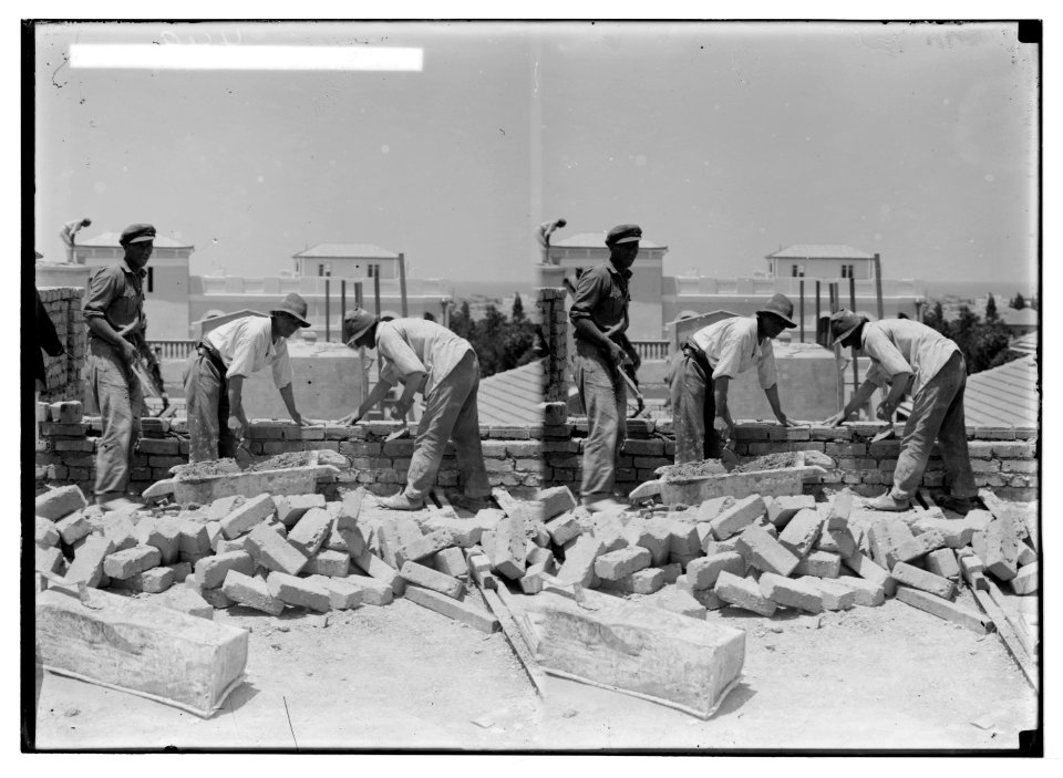Jewish colonies and settlements. Tel Aviv. Constructing a brick-building LOC matpc.05828