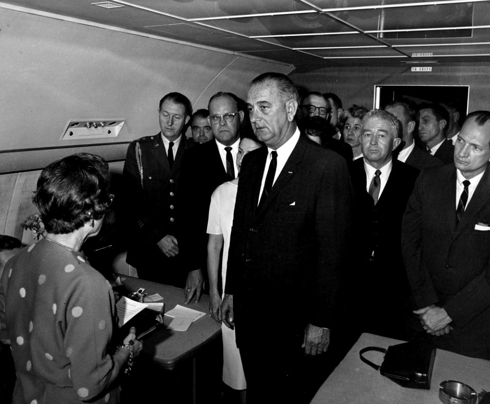 JFK Presidential Library - Swearing-in ceremony aboard Air Force One LBJ as President (02)