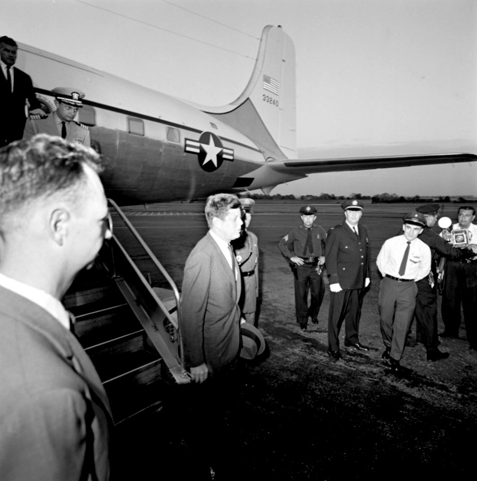 JFK arrives at La Guardia Airport NY Sep 1961