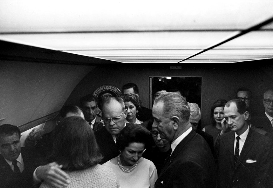 JFK Presidential Library - Swearing-in ceremony aboard Air Force One LBJ as President (12)